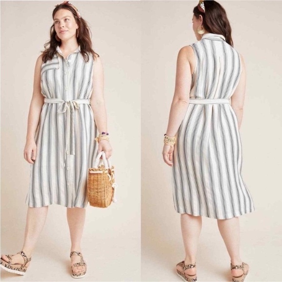 NWT - Anthropologie Maeve “Esther”Striped Sleeveless Dress - 16W - Picture 1 of 6